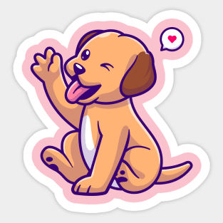 Cute Dog Waving Hand Cartoon Sticker